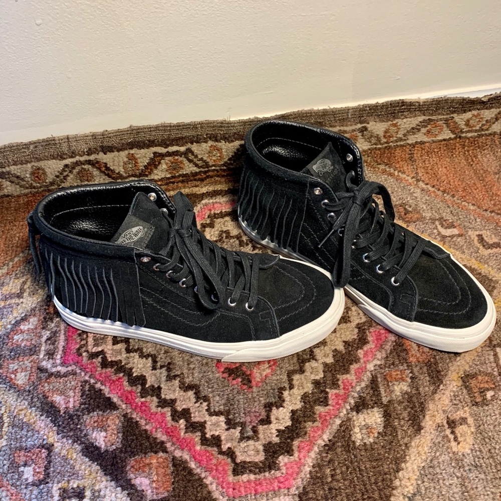 Black tassel high top Vans